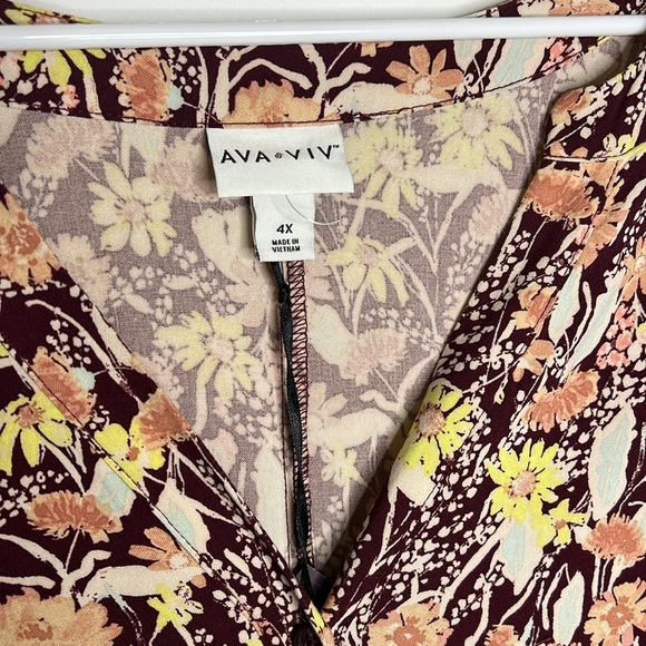 NWT AVA & VIV Plus size Target Floral Short Sleeve Dolman Dress - Picture 3 of 9